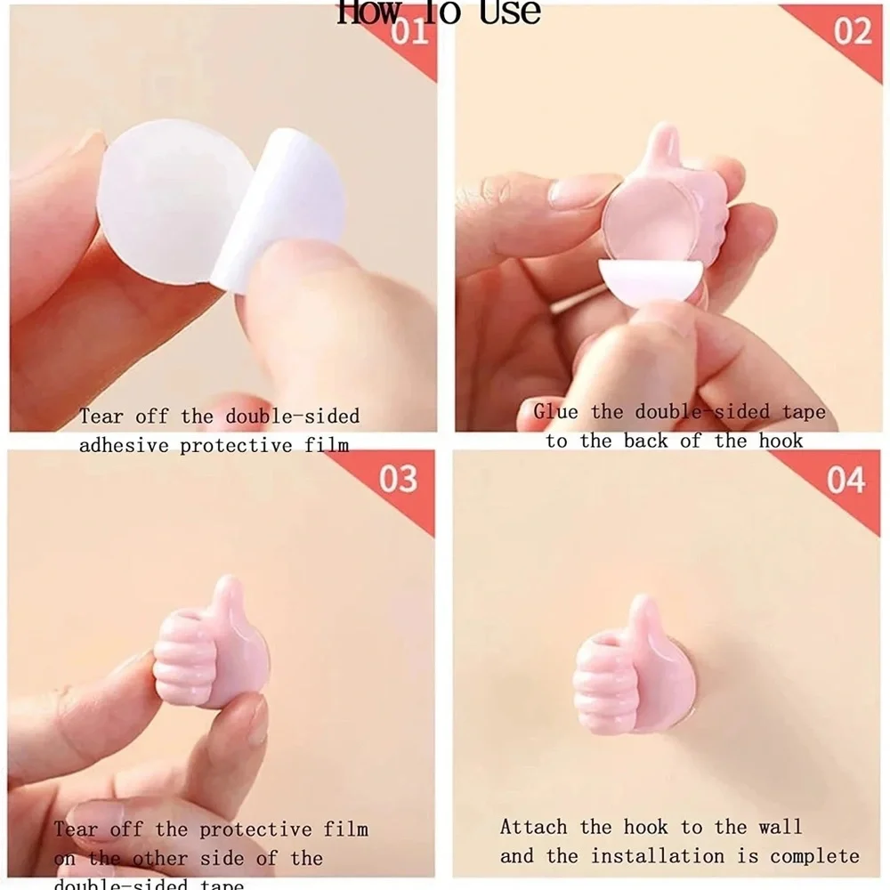 10PCS Silicone Thumb Wall Hook Cable Management Wire Organizer